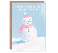 Artery8 Snowman Snow Better Teacher Than You Pun Funny Christmas Greeting Card in Light Blue Artery8 Light Blue