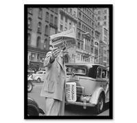 Artery8 Social Justice Newsboy Dorothea Lange Framed Wall Art Print in Grey | Size: W12" x H16" Artery8 Grey W12" x H16"