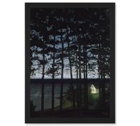 Artery8 Sohlberg Fisherman'S Cottage Landscape Forest Painting Artwork Framed Wall Art Print A4 in Black Artery8 Black