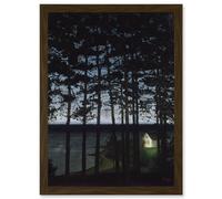 Artery8 Sohlberg Fisherman'S Cottage Landscape Forest Painting Artwork Framed Wall Art Print A4 in Brown Artery8 Brown