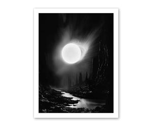 Artery8 Solar Flares Dramatic Fantasy Landscape Black and White Surreal Hades Underworld Artwork Framed Wall Art Print 18X24 Inch