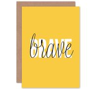 Wee Blue Coo Solid Simple Words Brave Greeting Card With Envelope Inside Premium Quality