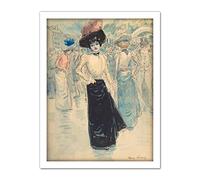 Artery8 Somm Parisienne Crowded Street Painting Artwork Framed Wall Art Print 18X24 Inch