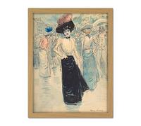 Artery8 Somm Parisienne Crowded Street Painting Artwork Framed Wall Art Print 18X24 Inch