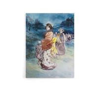 Artery8 Somm Procession of Characters in Japanese Costume Canvas Art Print in Blue | Size: W24" x H32" Artery8 Blue W24" x H32"