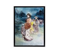 Artery8 Somm Procession of Characters in Japanese Costume Framed Canvas Art in Blue | Size: W18" x H24" Artery8 Blue W18" x H24"