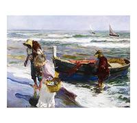 Artery8 Sorolla Arrival Of Fishing Boats Painting Premium Wall Art Canvas Print 18X24 Inch