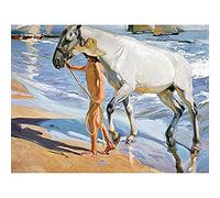 Artery8 Sorolla The Horse's Bath Painting Art Print Canvas Premium Wall Decor Poster Mural