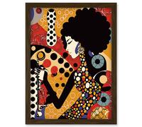Artery8 Soul Music Singer Multicoloured Dots Pattern Artwork Framed Wall Art Print A4 in Brown Artery8 Brown