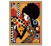 Artery8 Soul Music Singer Multicoloured Dots Pattern Artwork Framed Wall Art Print A4 in Light Oak Artery8 Light Oak
