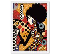 Artery8 Soul Music Singer Multicoloured Dots Pattern Artwork Framed Wall Art Print A4 in White Artery8 White