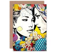 Artery8 Soulmates Woman Gay LGBTQ Lesbian Floral Flower Wife Her Anniversary Valentines Day Love Blank Art Greeting Card