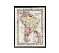 Artery8 South America Political Divisions Map Mitchell Framed Canvas Wall Art | Size: W24" x H32" Artery8 Multicolor W24" x H32"