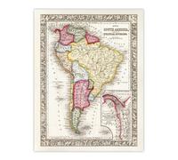 Artery8 South America Political Divisions Map Mitchell Wall Art Poster Print | Size: W24" x H32" Artery8 Multicolor W24" x H32"