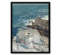 Artery8 South Ledges Rocky Coastal Landscape Hassam Framed Wall Art Print 12X16"