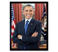 Artery8 Souza Portrait US President Barack Obama Photo Art Print Framed Poster Wall Decor 12x16 inch