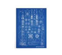 Artery8 Soyuz Rocket USSR Soviet Space Blueprint Canvas Wall Art Print in Blue | Size: W24" x H32" Artery8 Blue W24" x H32"