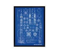 Artery8 Soyuz Rocket USSR Soviet Space Blueprint Framed Canvas Wall Art Print in Blue | Size: W24" x H32" Artery8 Blue W24" x H32"
