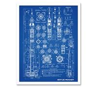 Artery8 Soyuz Rocket USSR Soviet Space Blueprint Plan Art Print Framed Poster Wall Decor 12x16 inch