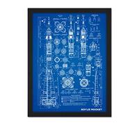 Artery8 Soyuz Rocket USSR Soviet Space Blueprint Plan Artwork Framed Wall Art Print 18X24 Inch