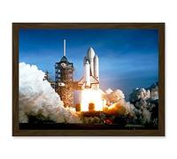Artery8 Space 1981 Shuttle Launch Number One Columbia NASA Artwork Framed Wall Art Print A4
