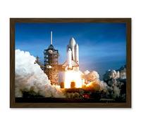 Space 1981 Shuttle Launch Number One Columbia NASA Artwork Framed Wall Art Print A4 Artery8 Brown One Size