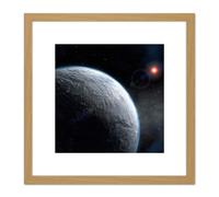 Artery8 Space ESO Icy Exoplanet Planet Star Orbit Illustration 8X8 Inch Square Wooden Framed Wall Art Print Picture with Mount in Light Oak Artery8 Light Oak