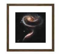 Artery8 Space Galaxies Hubble Space Picture Picture 8X8 Inch Square Wooden Framed Wall Art Print Picture with Mount in Brown Artery8 Brown