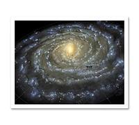 Artery8 Space Map Milky Way Galaxy Spiral Stars Solar System Art Print Framed Poster Wall Decor 12x16 inch