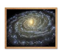 Artery8 Space Map Milky Way Galaxy Spiral Stars Solar System Art Print Framed Poster Wall Decor 12x16 inch