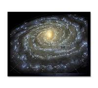 Artery8 Space Map Milky Way Galaxy Spiral Stars Solar System Art Print Framed Poster Wall Decor 12x16 inch