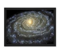 Artery8 Space Map Milky Way Galaxy Spiral Stars Solar System Earth Diagram Artwork Framed Wall Art Print A4