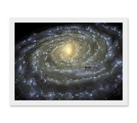 Artery8 Space Map Milky Way Galaxy Spiral Stars Solar System Earth Diagram Artwork Framed Wall Art Print A4