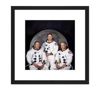 Artery8 Space NASA Apollo 11 Crew Armstrong Collins Aldrin 8X8 Inch Square Wooden Framed Wall Art Print Picture with Mount