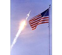 Artery8 Space NASA Apollo 11 Saturn V Rocket Launch Flag Photo Art Print Canvas Premium Wall Decor Poster Mural