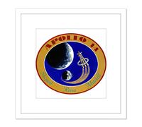 Artery8 Space NASA Apollo 14 Mission Emblem Badge Patch 8X8 Inch Square Wooden Framed Wall Art Print Picture with Mount in White Artery8 White