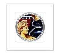 Artery8 Space NASA Apollo 17 Mission Emblem Badge Patch 8X8 Inch Square Wooden Framed Wall Art Print Picture with Mount in White Artery8 White