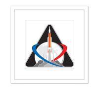 Artery8 Space NASA Artemis 1 Exploration Mission Emblem Badge Patch 8X8 Inch Square Wooden Framed Wall Art Print Picture with Mount in White Artery8 White