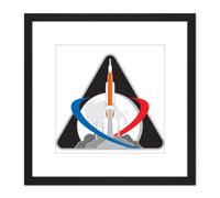 Artery8 Space NASA Artemis 1 Exploration Mission Emblem Badge Patch 8X8 Inch Square Wooden Framed Wall Art Print Picture with Mount in Black Artery8 Black