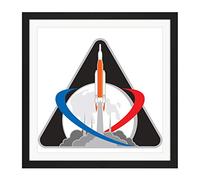 Artery8 Space NASA Artemis 1 Exploration Mission Emblem Badge Patch Square Wooden Framed Wall Art Print Picture 16X16 Inch
