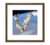 Artery8 Space NASA Astronaut Canadarm2 Space Station Photo 8X8 Inch Square Wooden Framed Wall Art Print Picture with Mount in Brown Artery8 Brown