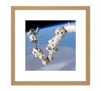 Artery8 Space NASA Astronaut Canadarm2 Space Station Photo 8X8 Inch Square Wooden Framed Wall Art Print Picture with Mount in Light Oak Artery8 Light Oak