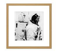 Artery8 Space NASA Astronaut Schweickart Apollo 9 EMU 8X8 Inch Square Wooden Framed Wall Art Print Picture with Mount in Light Oak Artery8 Light Oak