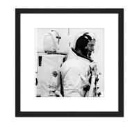 Artery8 Space NASA Astronaut Schweickart Apollo 9 EMU 8X8 Inch Square Wooden Framed Wall Art Print Picture with Mount in Black Artery8 Black