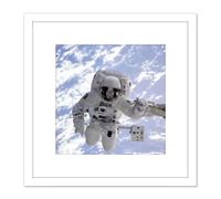 Artery8 Space NASA Astronaut Shuttle Endeavour Robot Arm Photo 8X8 Inch Square Wooden Framed Wall Art Print Picture with Mount in White Artery8 White