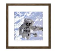Artery8 Space NASA Astronaut Shuttle Endeavour Robot Arm Photo 8X8 Inch Square Wooden Framed Wall Art Print Picture with Mount in Brown Artery8 Brown