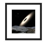 Artery8 Space NASA Binary Red Dwarf Stars Illustration 8X8 Inch Square Wooden Framed Wall Art Print Picture with Mount in Black Artery8 Black