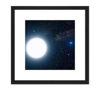 Artery8 Space NASA Binary Stars Sirius A B Illustration 8X8 Inch Square Wooden Framed Wall Art Print Picture with Mount in Black Artery8 Black