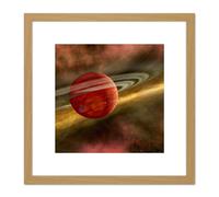 Artery8 Space NASA Birth Planet Discs Star Orbit Illustration 8X8 Inch Square Wooden Framed Wall Art Print Picture with Mount in Light Oak Artery8 Light Oak