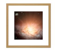 Artery8 Space NASA Brightest Galaxy Known Universe Illustration 8X8 Inch Square Wooden Framed Wall Art Print Picture with Mount in Light Oak Artery8 Light Oak